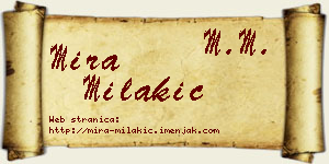 Mira Milakić vizit kartica